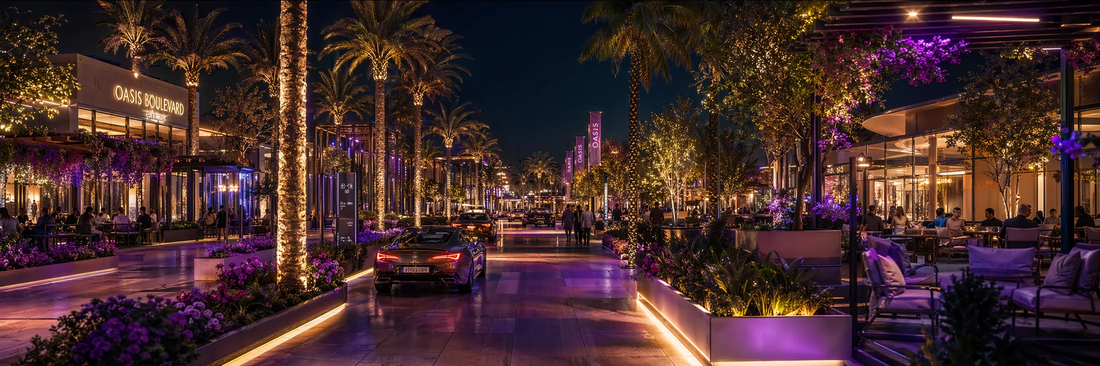 Euphoria Plaza promenade at night
